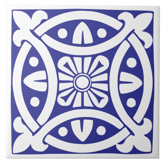 Azulejo Clásico de Época: Azul y Blanco Tradicional (Frente)