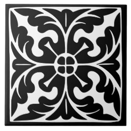 Azulejo Clásico de Época: Tradicional Blanco y Negro