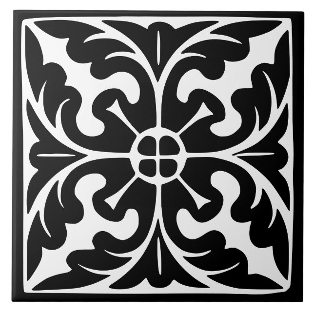 Azulejo Clásico de Época: Tradicional Blanco y Negro (Frente)