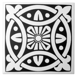 Azulejo Clásico de Época: Tradicional Blanco y Negro