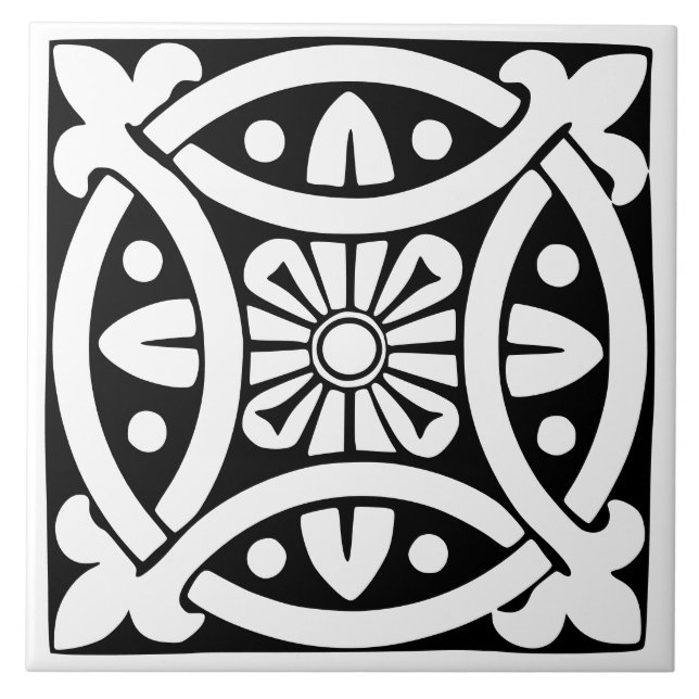 Azulejo Clásico de Época: Tradicional Blanco y Negro (Frente)