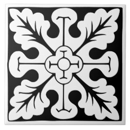 Azulejo Clásico de Época: Tradicional Blanco y Negro