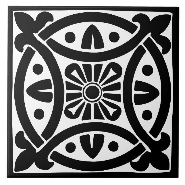Azulejo Clásico de Época: Tradicional Blanco y Negro (Frente)