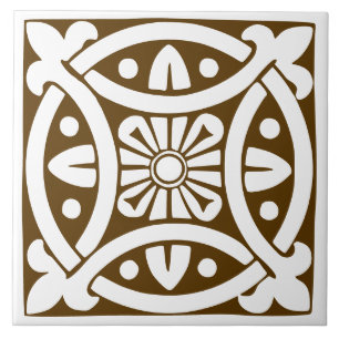 Azulejo Clásico de Época: Tradicional Marrón y Blanco