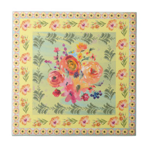 Azulejo Clásico decorativo polvoriento acuarela floral Ama
