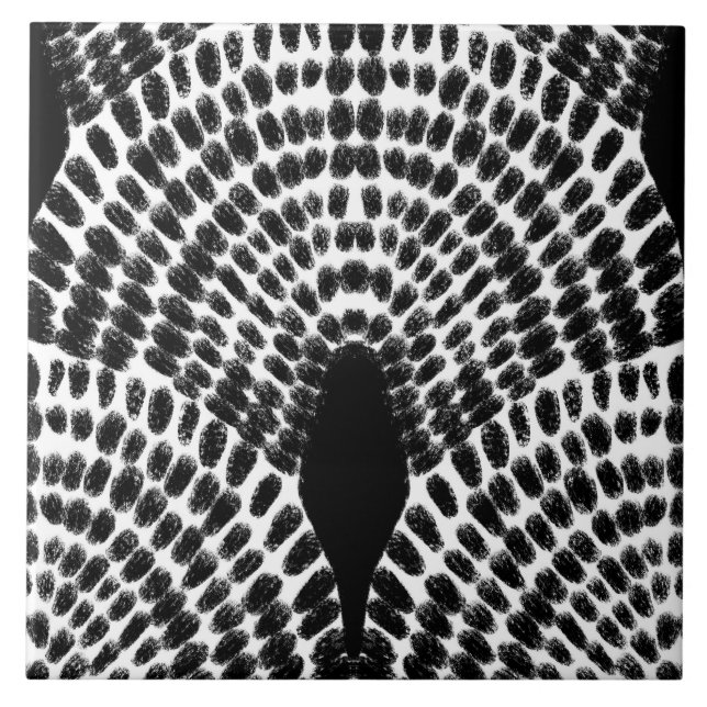 Azulejo Clásico estilo mosaico blanco y negro (Frente)
