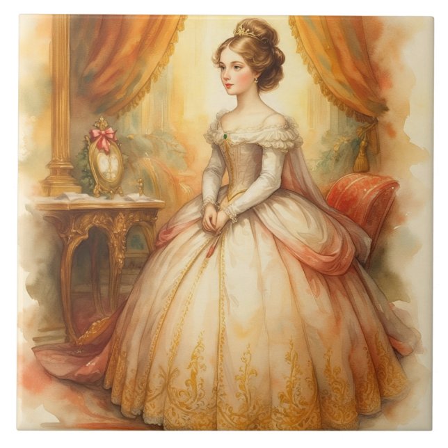 Azulejo Clásico, estilo victoriano, bella princesa (Frente)