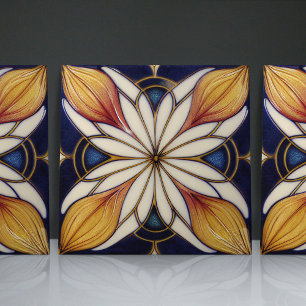 Azulejo Clásico floral geométrico inspirado en el Art Nouv