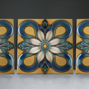 Azulejo Clásico floral geométrico inspirado en el Art Nouv