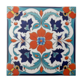 Azulejo Clásico floral tradicional Iznik turco Azul rojo