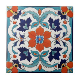 Azulejo Clásico floral tradicional Iznik turco Azul rojo