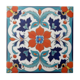 Azulejo Clásico floral tradicional Iznik turco Azul rojo