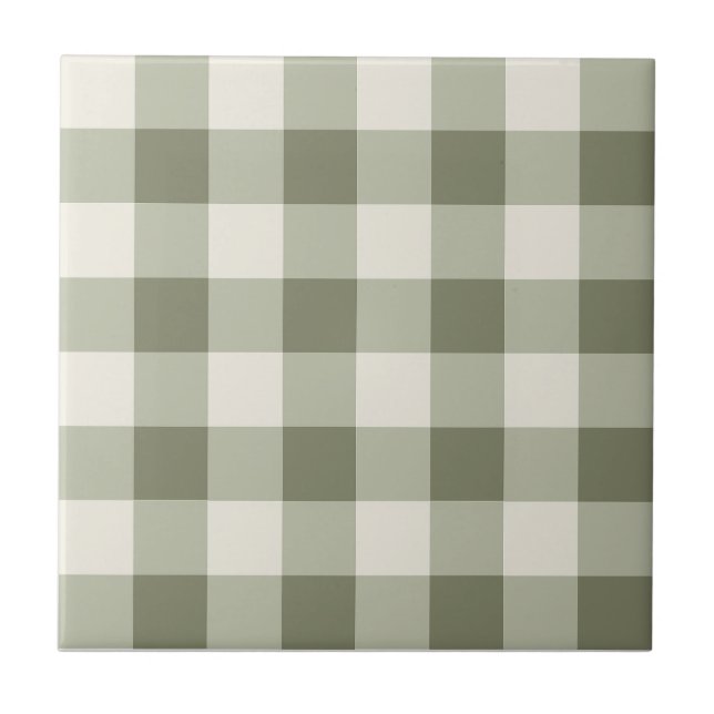Azulejo Clásico Green Farmhouse Gingham Style (Frente)
