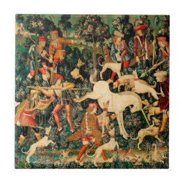 Azulejo Clásico medieval de Tapestries de Unicornio defien