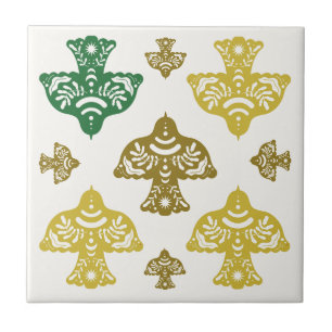 Azulejo Clásico multicolor único verde mostaza kombine