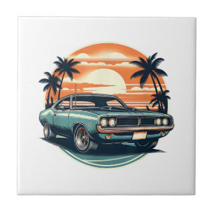 Azulejo Clásico Muscularmente Car Retro Estilo Vintage