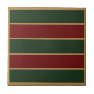 Azulejo Clásico Navidad Verde Y Rojo Con Recorte De Oro