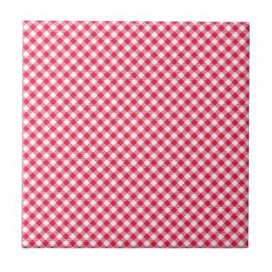 Azulejo Clásico Patrón de Gingham Rojo y Blanco Rústico