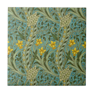 Azulejo Clásico patrón floral de narciso de William Morris