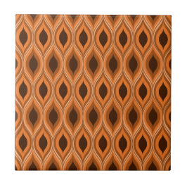 Azulejo Clásico patrón ogee naranja y marrón de mediados d