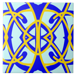 Azulejo Clásico patrón vibrante azul y amarillo