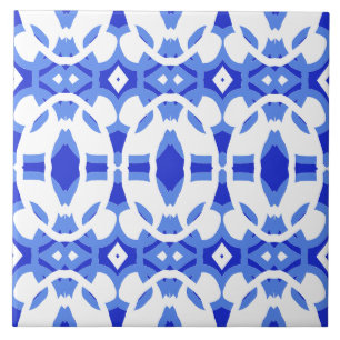 Azulejo Clásico patrón vibrante blanco y azul