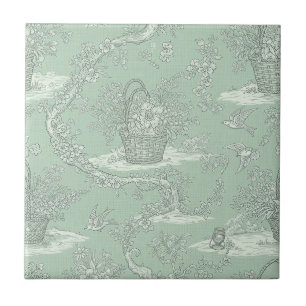 Azulejo Clásico ramo floral verde salvia patrón