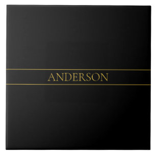 Azulejo Clásico Texto y Líneas de Oro Personalizables