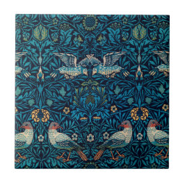 Azulejo Clásico William Morris Azul patrón l Aves Florales