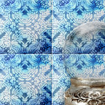 Azulejo Clásicos motivos de Leafy Blanco Azul y elementos<br><div class="desc">Esta cerámica decorativa es una bonita mezcla de arte y elegancia. El diseño es intrincado y simétrico, con una combinación armoniosa de motivos frondosos y elementos florales. Los patrones son meticulosamente elaborados, mostrando las finezas de los artesanos tradicionales. La baldosa está decorada con diferentes tonos azules, que van desde la...</div>