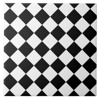Azulejo Classic Black and White Harlequin Diagonal Checker
