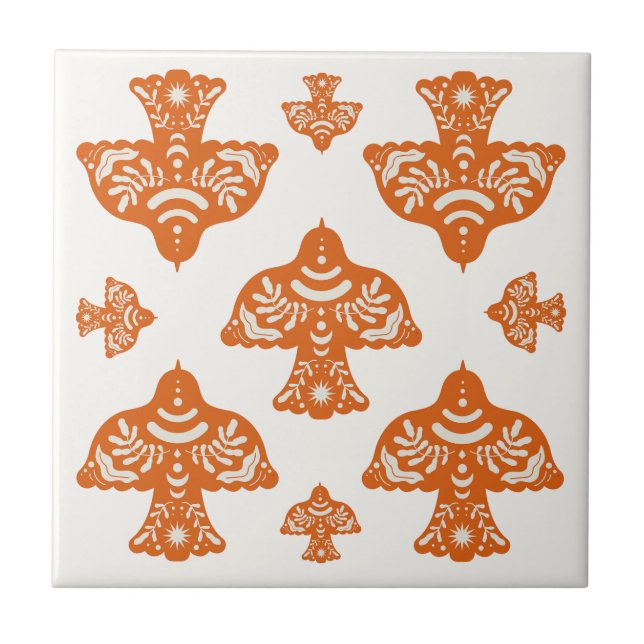 Azulejo Classic elegant folk art birds Italian  (Frente)