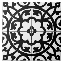 Azulejo Classic Flower Line Art Floral Black & White
