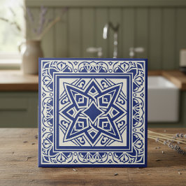 Azulejo Classic Mediterranean Pattern Pat#18 Navy ID1195