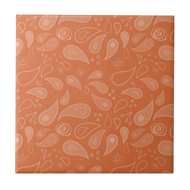 Azulejo Classic Ornate Orange Paisley Pattern (Frente)
