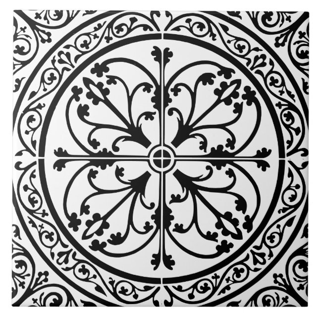 Azulejo Classic Traditional Stylish Abstract Black & White (Frente)