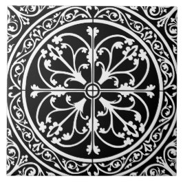 Azulejo Classic Traditional Stylish Elegant Abstract Black