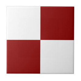 Azulejo Classic White and Christmas Red Square Box Pattern