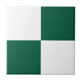 Azulejo Classic White and Hunter Green Square Box Pattern