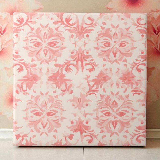 Azulejo Classy Floral Damask Rose Pink (Subido por el creador)