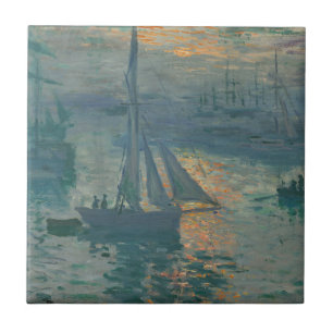 Azulejo Claude Monet Amanecer Marino Barco de Vela Impresi