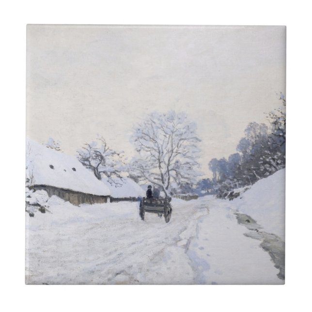 Azulejo Claude Monet - Caricatura en el camino de nieve en (Frente)