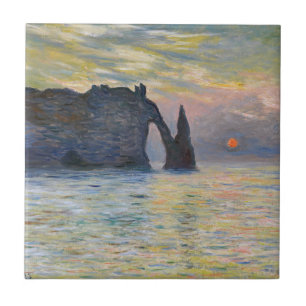 Azulejo Claude Monet - El acantilado, Etretat, puesta de s