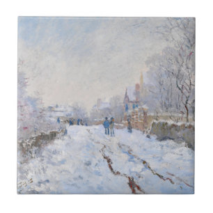 Azulejo Claude Monet - Escena de nieve en Argenteuil