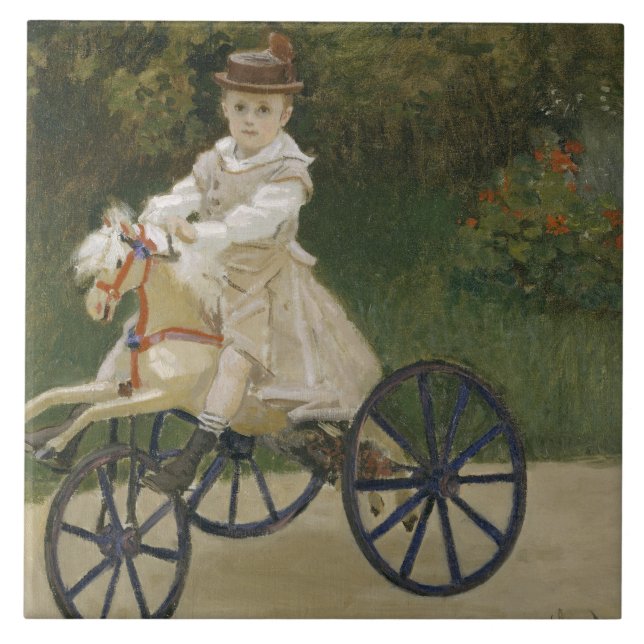 Azulejo Claude Monet - Jean Monet en su caballo de hobby (Frente)