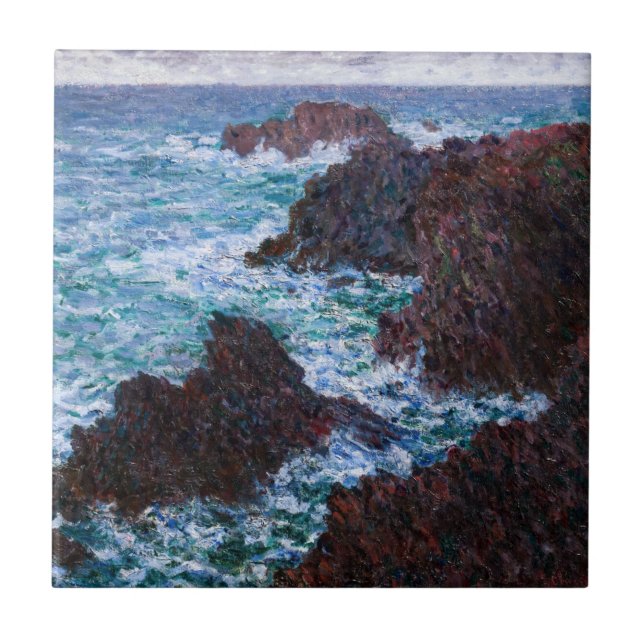 Azulejo Claude Monet - Las rocas en Belle-Ile, Costa Salva (Frente)