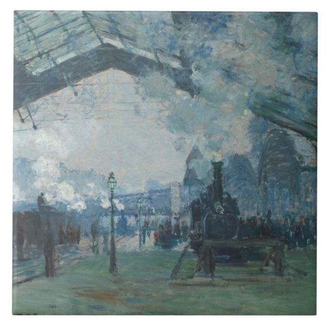 Azulejo Claude Monet - llegada del tren de Normandía (Frente)
