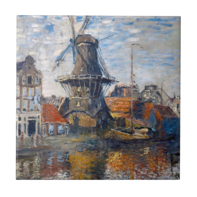 Azulejo Claude Monet - Molino de viento, Amsterdam (Frente)