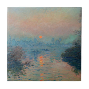 Azulejo Claude Monet - Puesta de sol en el Sena en Lavacou