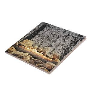 Azulejo Clave ardiente tranquila de Yule un bosque Nevado